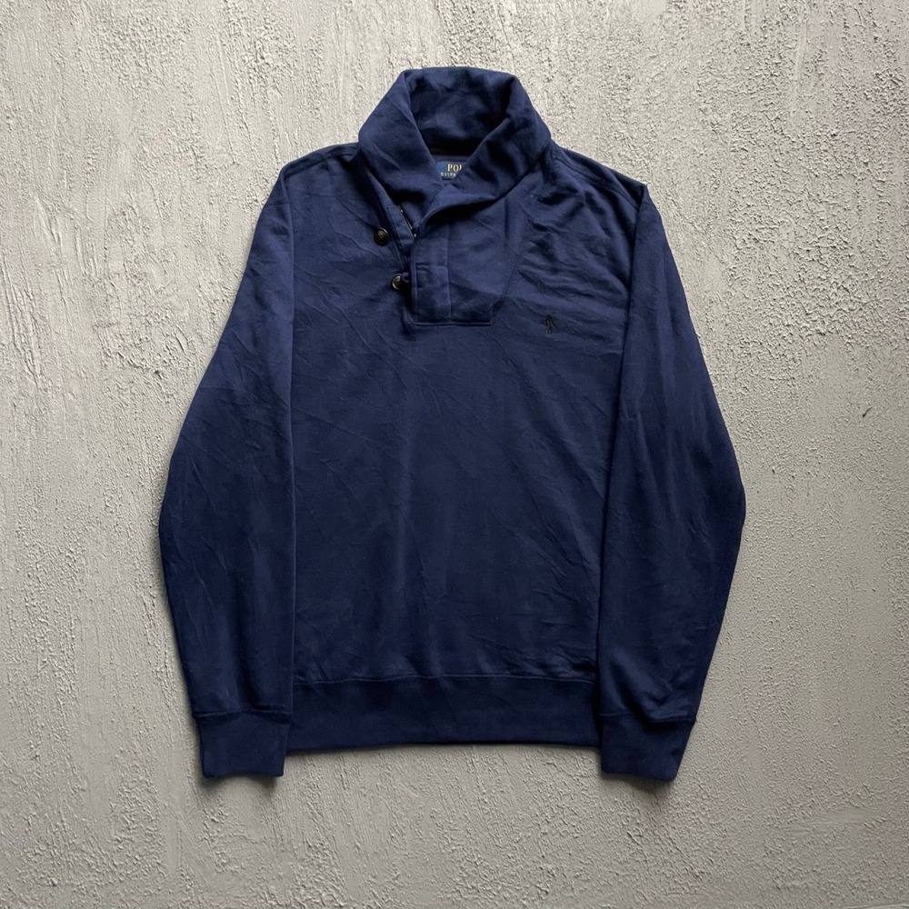 Polo Ralph Lauren Shawl Collar‎ Sweatshirt Mens Large Navy Blue